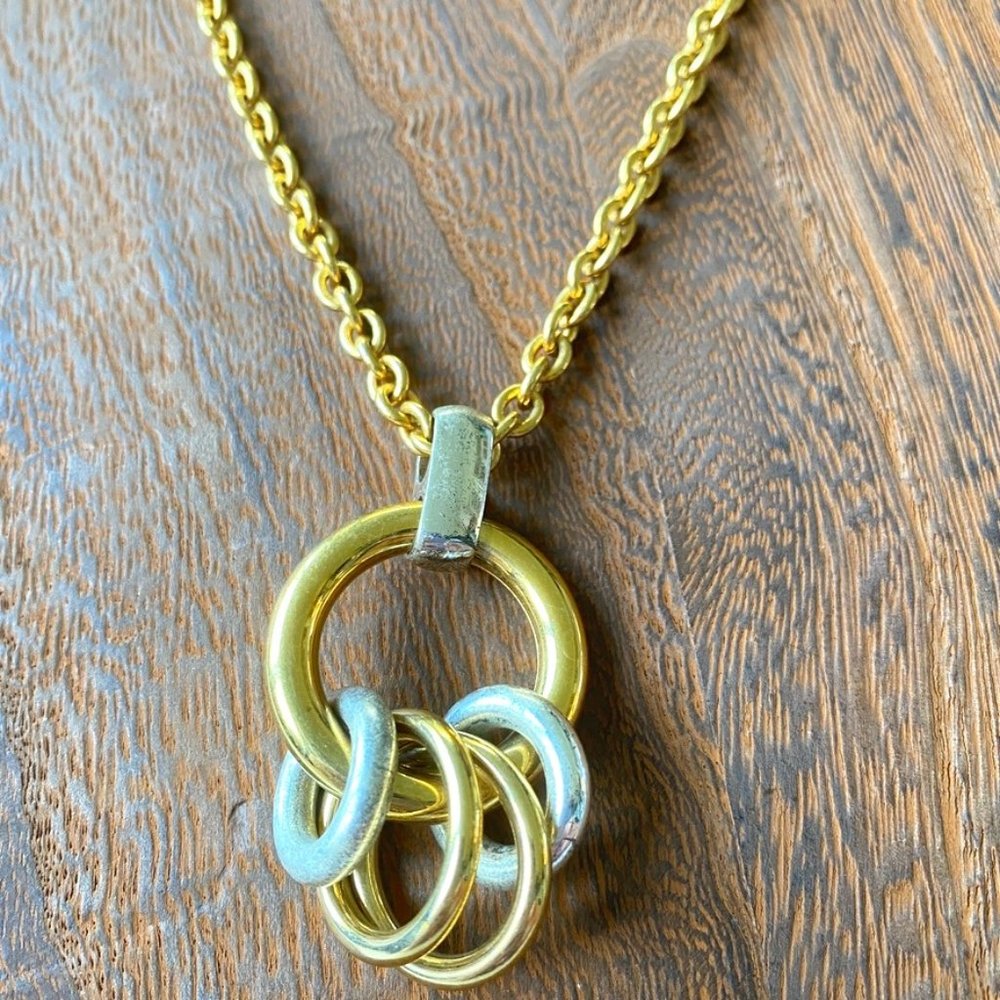 Vintage Liz Claiborne Lci Gold LONG Necklace - Picture 1 of 7